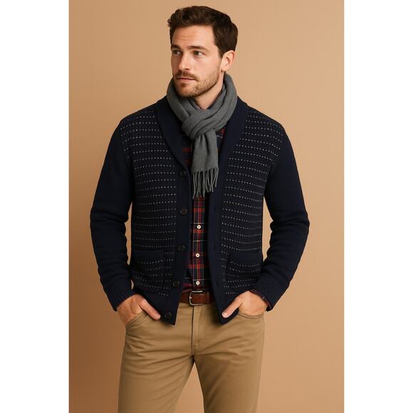 J.Crew 100% Lambswool Shawl Collar Cardigan Sweater Navy Blue Men’s Lg
Heritage - Picture 1 of 7
